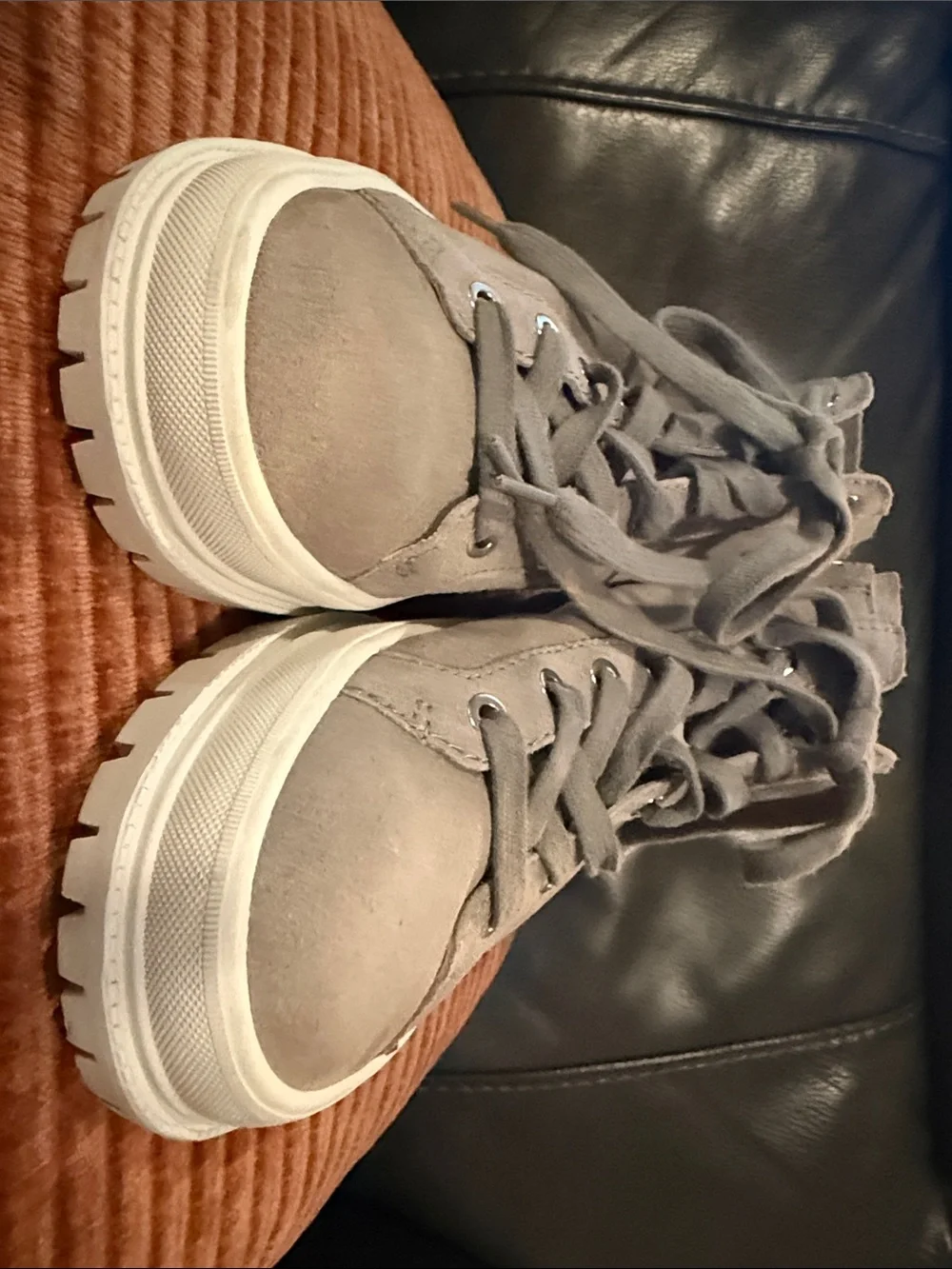 Dolce Vita Gray Suede Platform Lace-Up Sneakers with Side Zippers